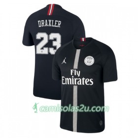 Camisolas de Futebol Paris Saint Germain Draxler 23 Jodan Preto Equipamento 3ª 2018/19 Manga Curta